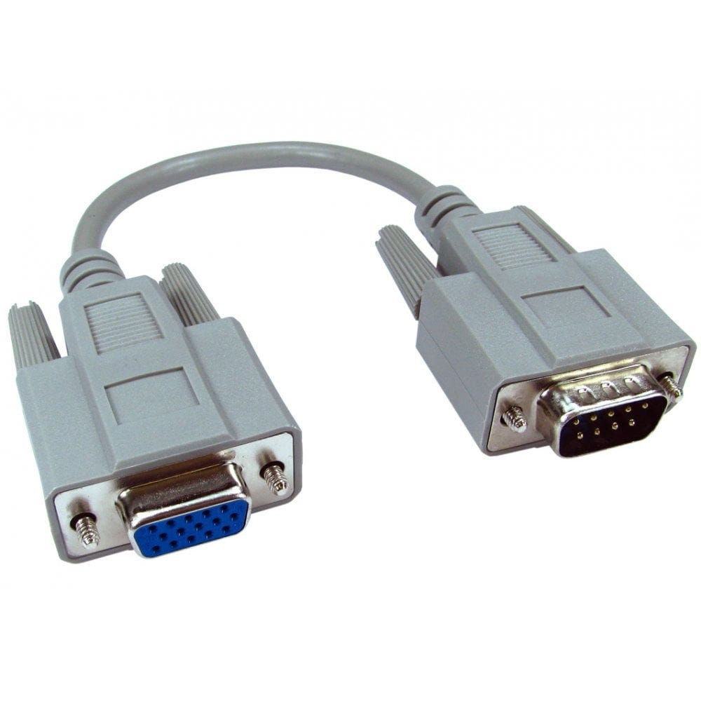 VGA Cable Adapter, 9 Pin Male to HD15 Female, 21cm