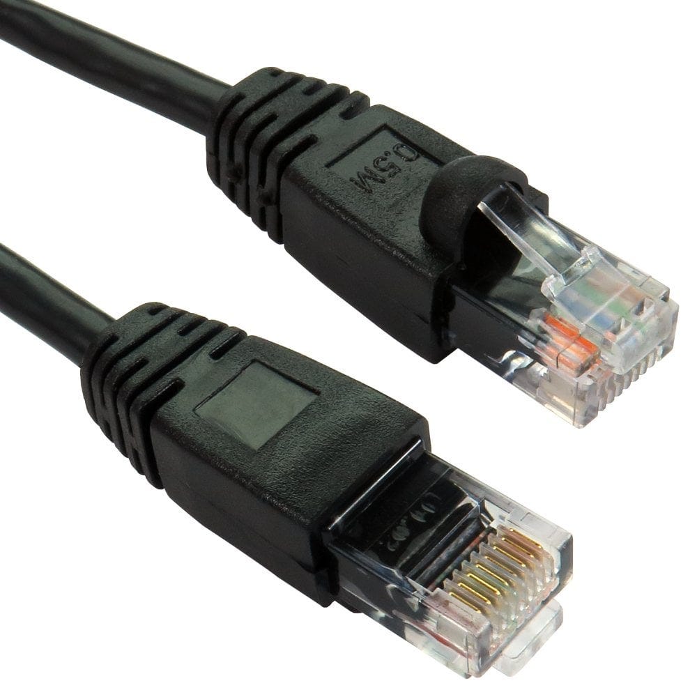 0.5m Snagless CAT5e Patch Cable Black 24 AWG
