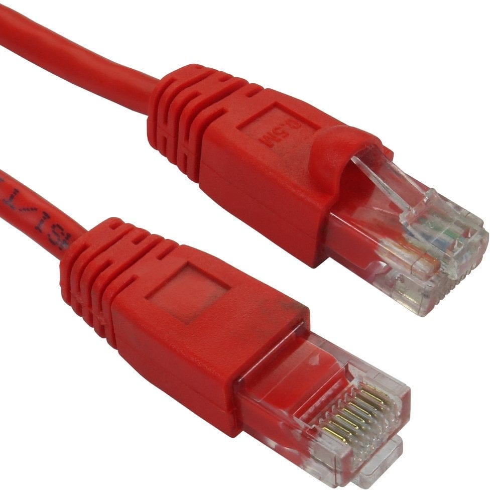 0.5m Snagless CAT5e Patch Cable Red 24 AWG
