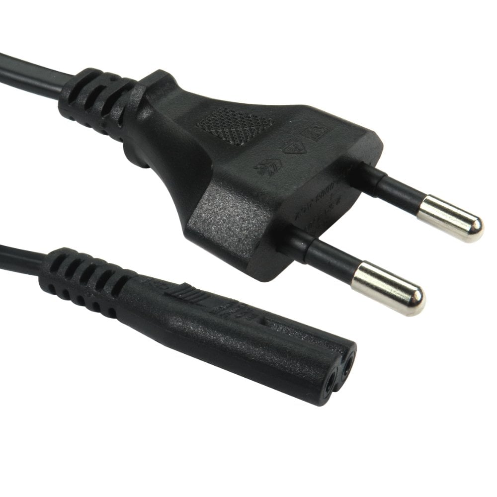 2m Euro Plug to Figure 8 C7 Mains Lead VDE Certified