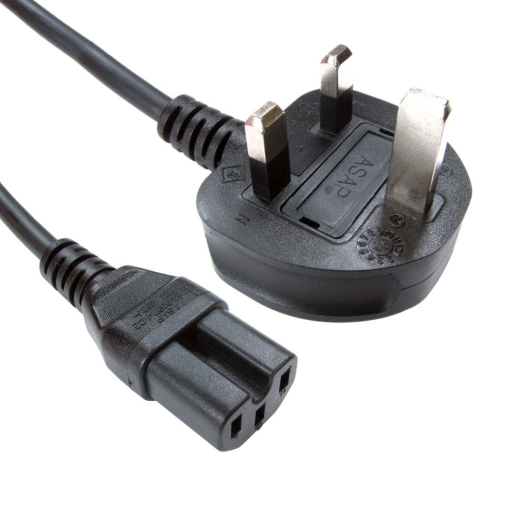 UK Mains to IEC C15 Power Cable 2m