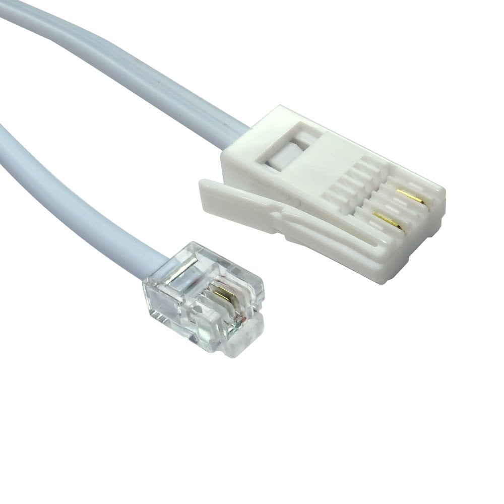 10m RJ11 to BT Plug 2 Wire Crossover Modem / Phone Cable