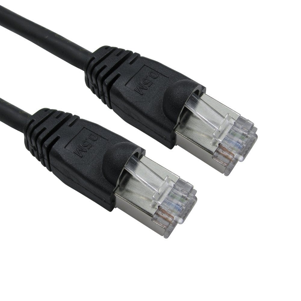 0.5m CAT6 Shielded Snagless Patch Cable Black 26 AWG