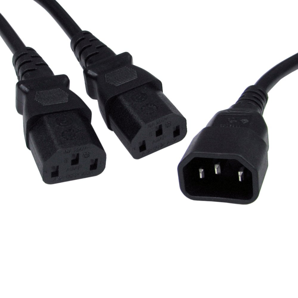 C14 to 2x C13 Power Splitter Cable IEC Kettle Style 1.8m