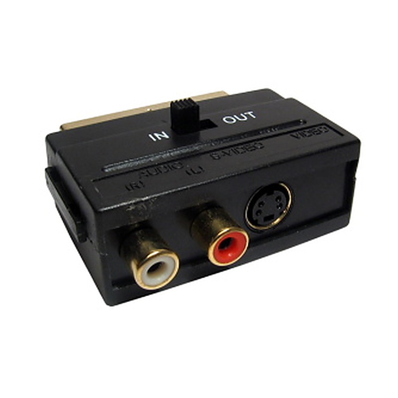 Scart Adapter to 2x RCA-Female 1x S-VHS Female with input/outpu
