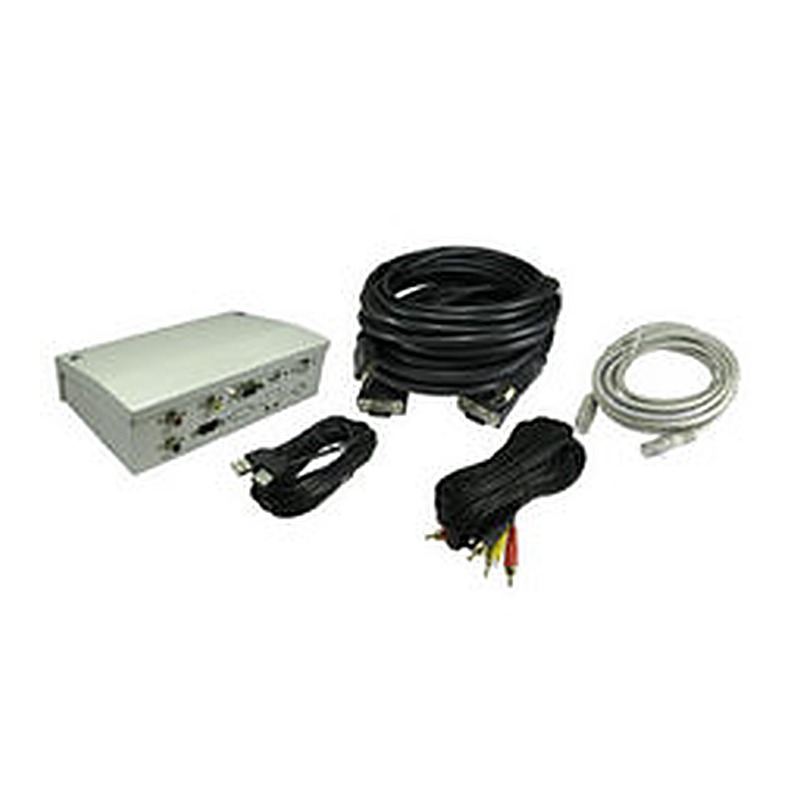 7 Port Desk Wall Mount Metal Box with AV Couplers 5m Cable Kit