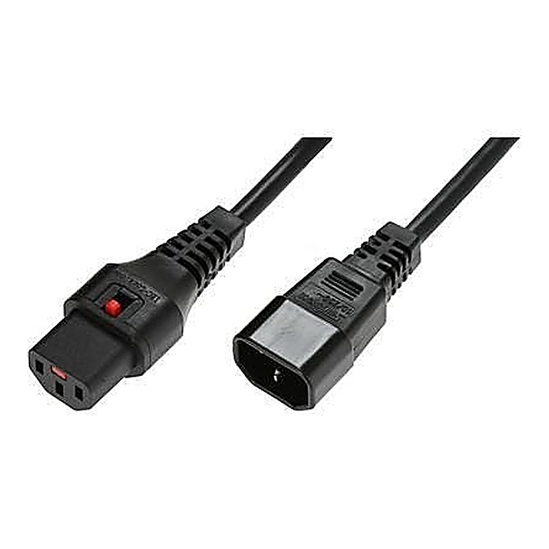 3m Locking C14 to C13 Power Lead 10A, IEC Lock, Black
