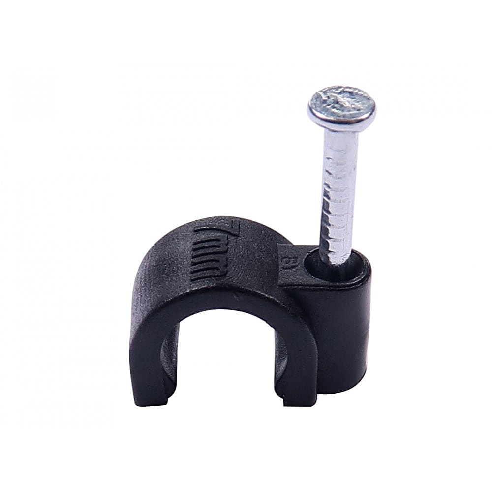 7mm Cable Clips Nail In Black, 50 Pack