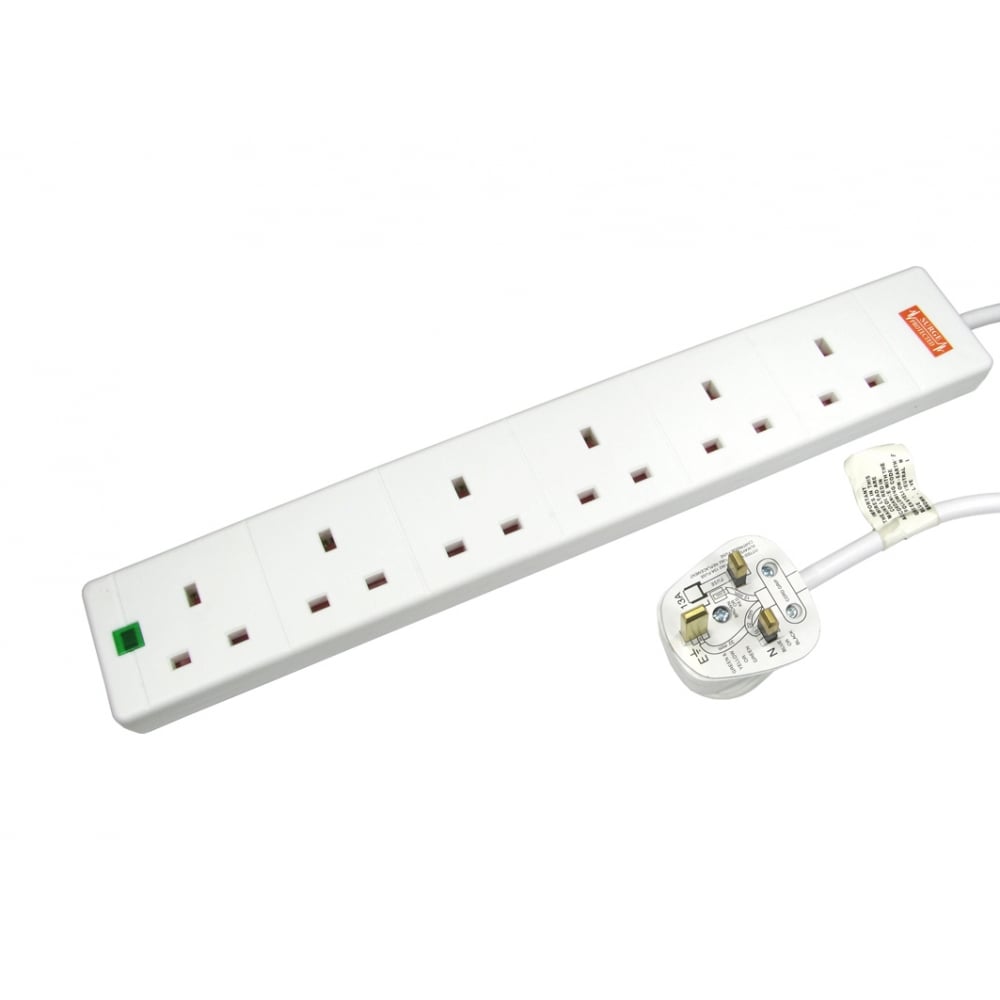 6 Socket Surge Protected Extension Lead 5m BS Approved
