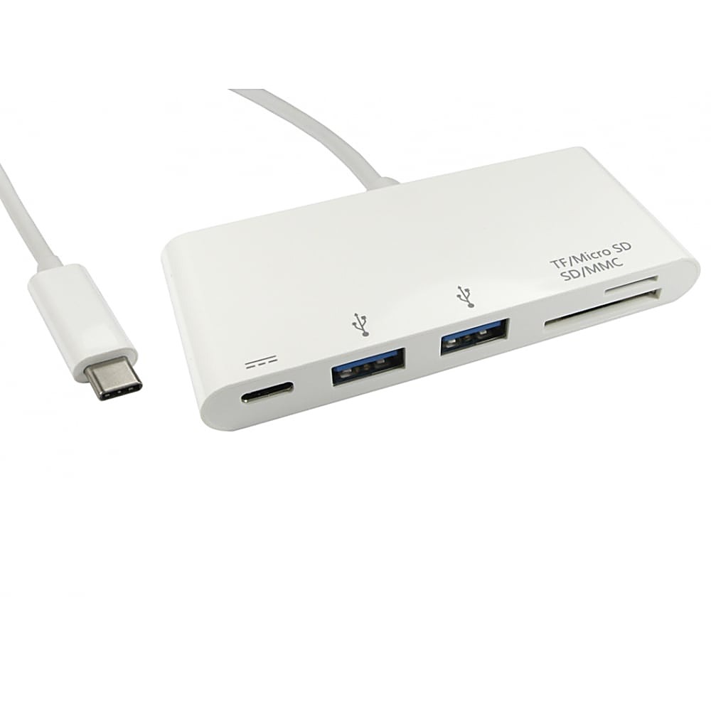 USB-C 2 Port USB Hub with Card Reader and PD
