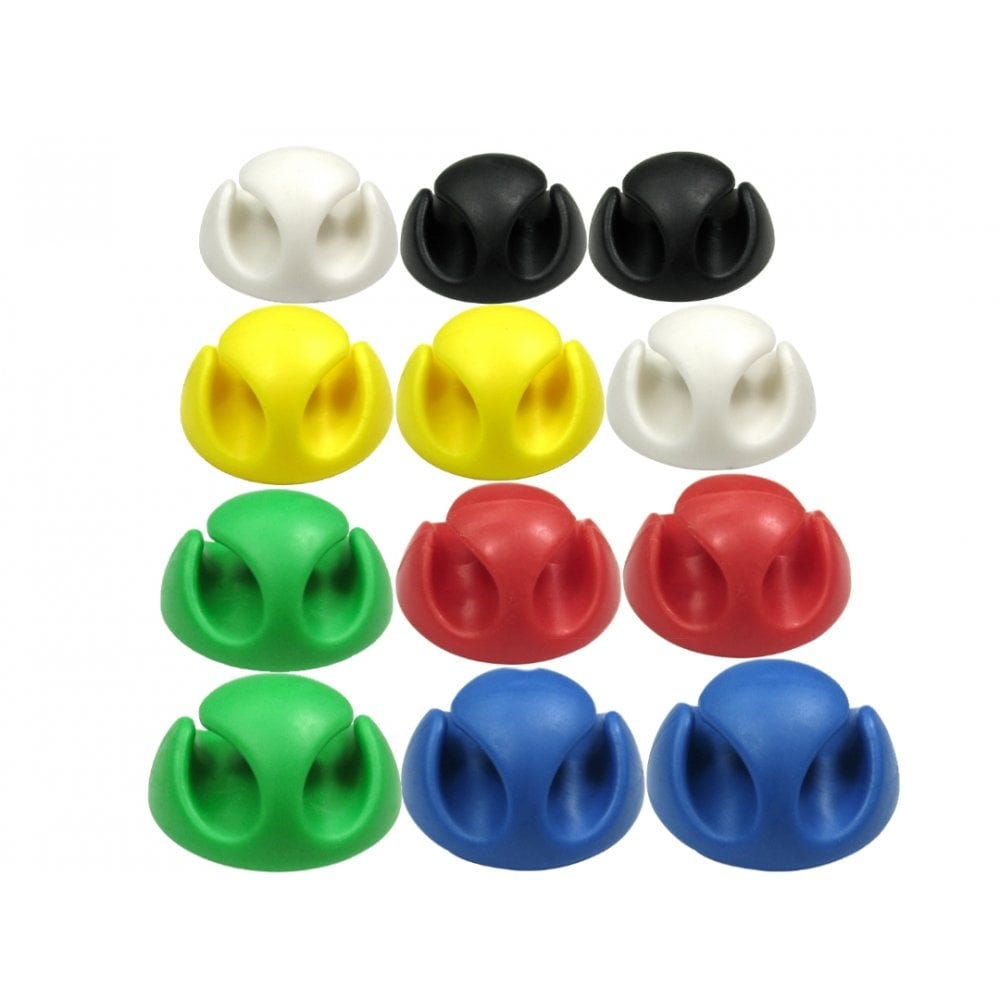 Desk Tidy Cable Management Mixed Colour 12 Pack Dual Channel