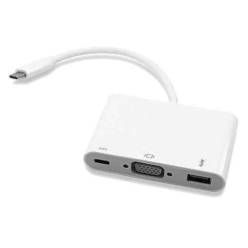 USB-C to VGA Adapter with USB-C and USB-A Ports