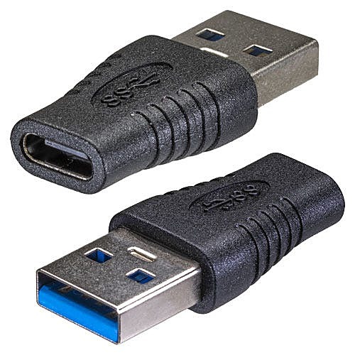 USB-A Male to USB-C Female Adapter Black