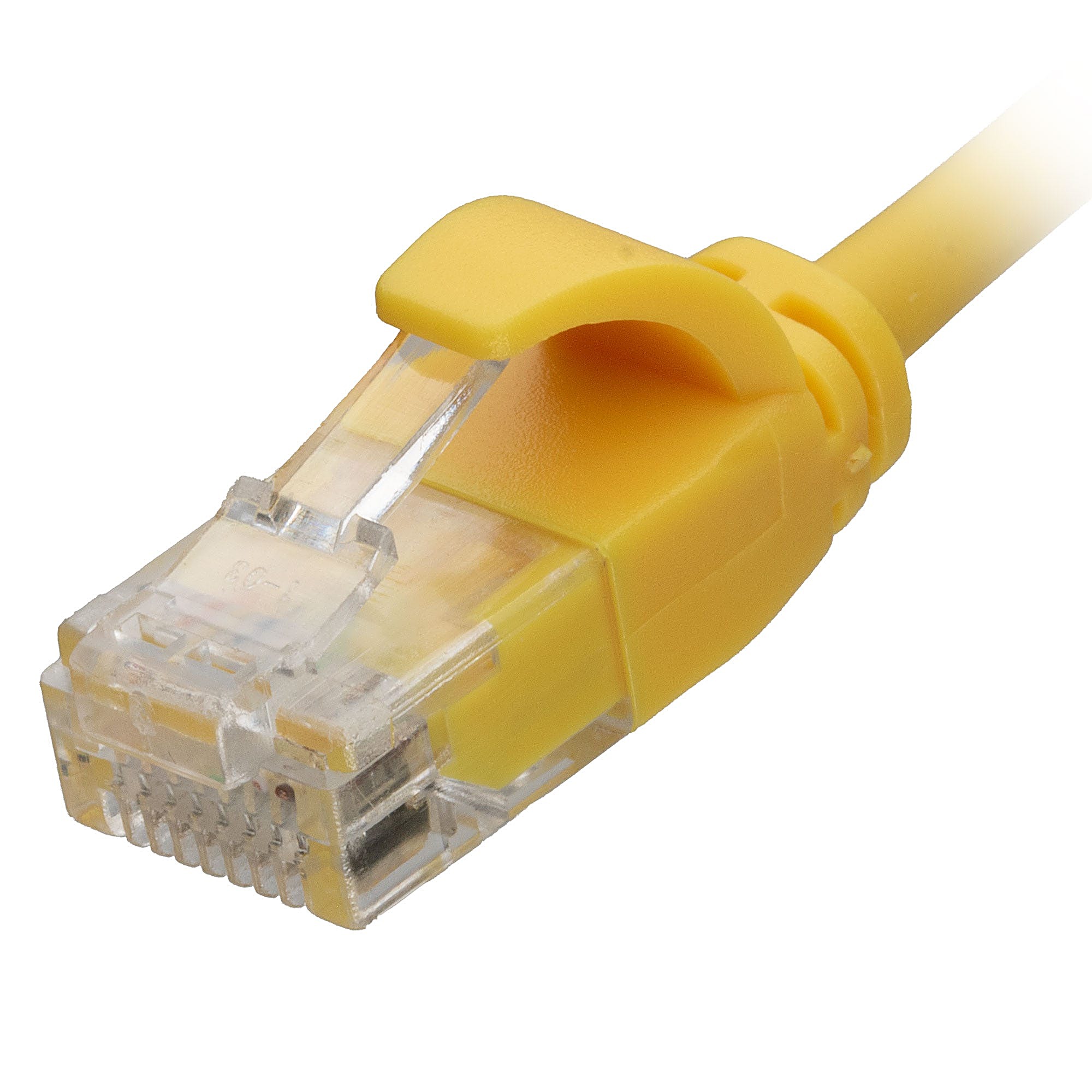 0.25m Cat6 Slim Ethernet Cable Yellow U/UTP LSOH 30AWG Snagless