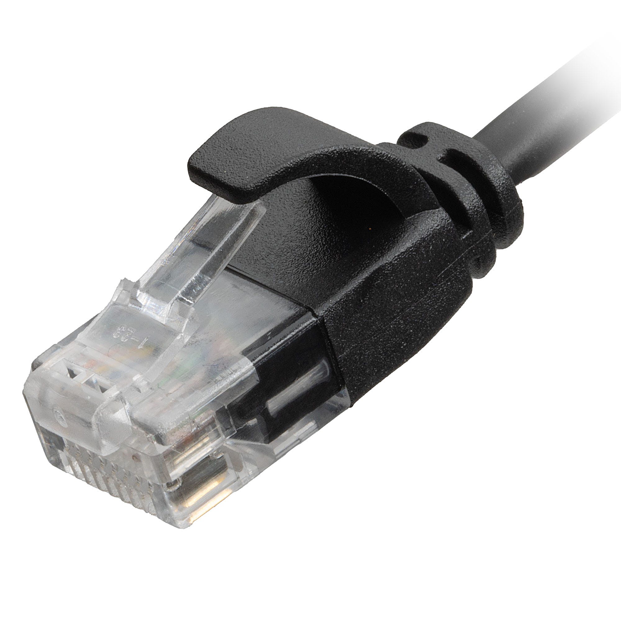 0.25m Cat6 Slim Ethernet Cable Black U/UTP LSOH 30AWG Snagless