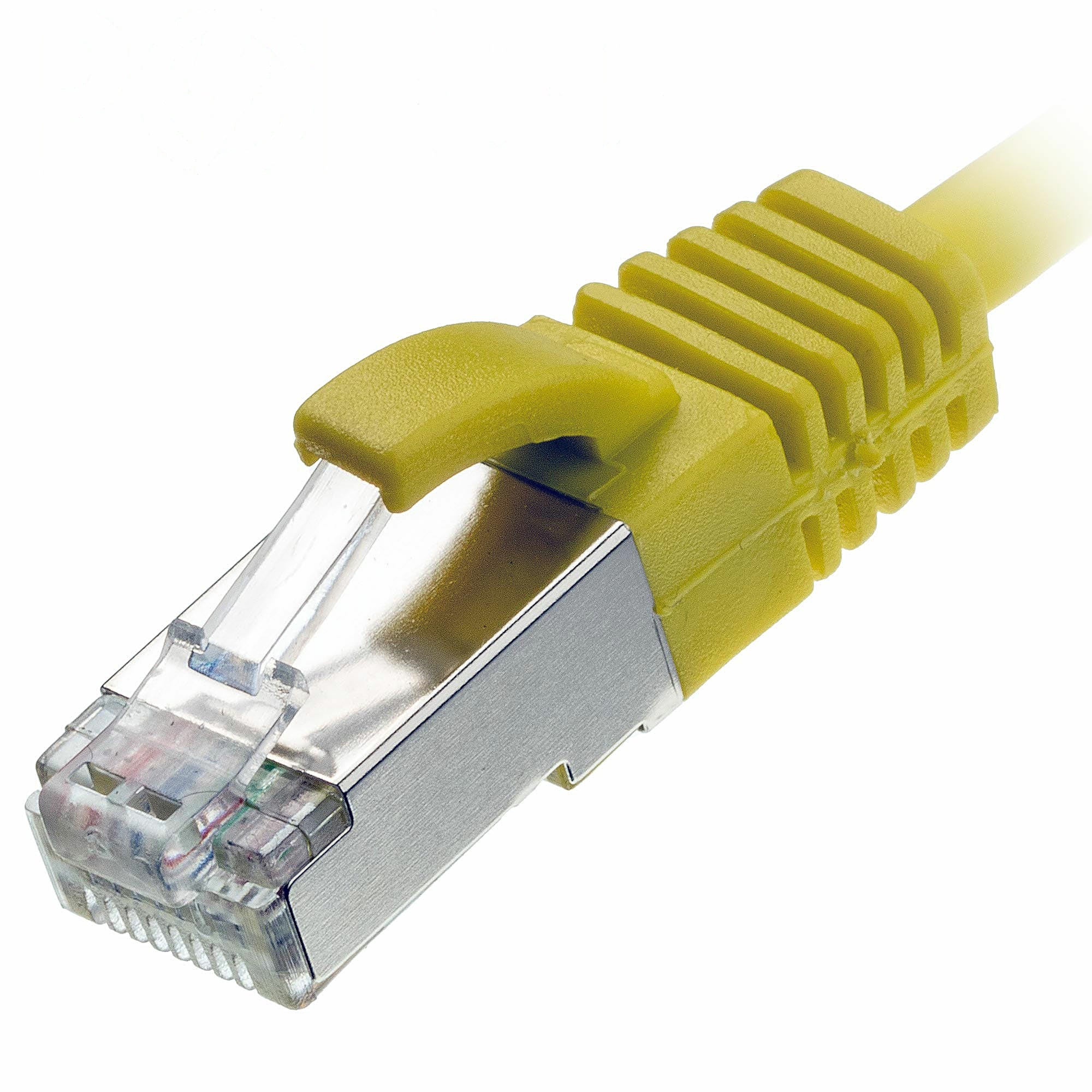0.25m Cat6a Slim Ethernet Cable Yellow U/FTP LSOH 30AWG Snagless