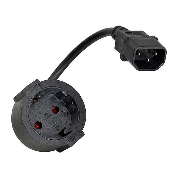 25cm C14 Plug to Schuko Socket Adapter Lead