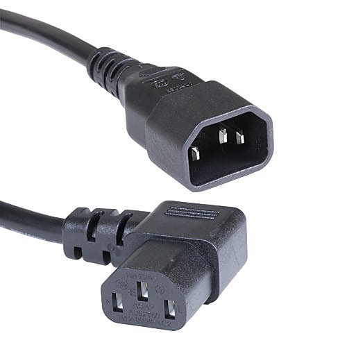 2m C14 to C13 Right Angle Power Extension Cable Black PVC 1.0mm