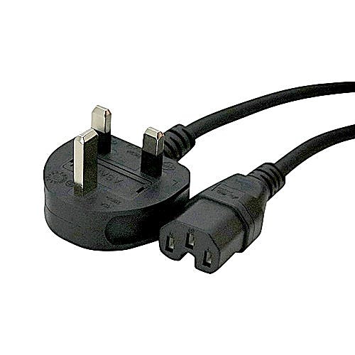 2m UK Plug to C15 Power Cable Black Rubber 1.0mm
