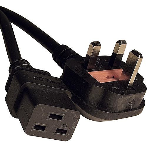 2.5m UK Plug to C19 Power Cable Black PVC 1.5mm