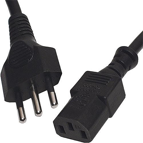 2m Swiss to C13 Power Cable Black PVC 1.0mm