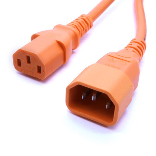0.5m C14 to C13 Power Cable Orange PVC 1.0mm Power Lead