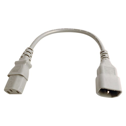 0.5m C14 to C13 Power Cable Grey PVC 1.0mm Power Lead