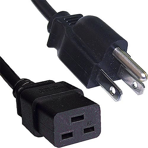 2m US 3 Pin to C19 Power Cable Black PVC