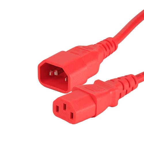 0.5m C14 to C13 Power Cable Red PVC 1.0mm Power Lead