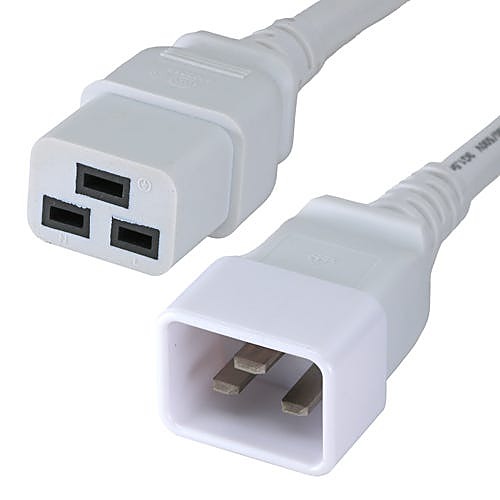 1m C20 to C19 Power Cable White PVC 1.5mm