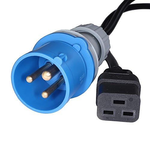 2m 16A Commando to C19 Power Cable Black PVC 1.5mm
