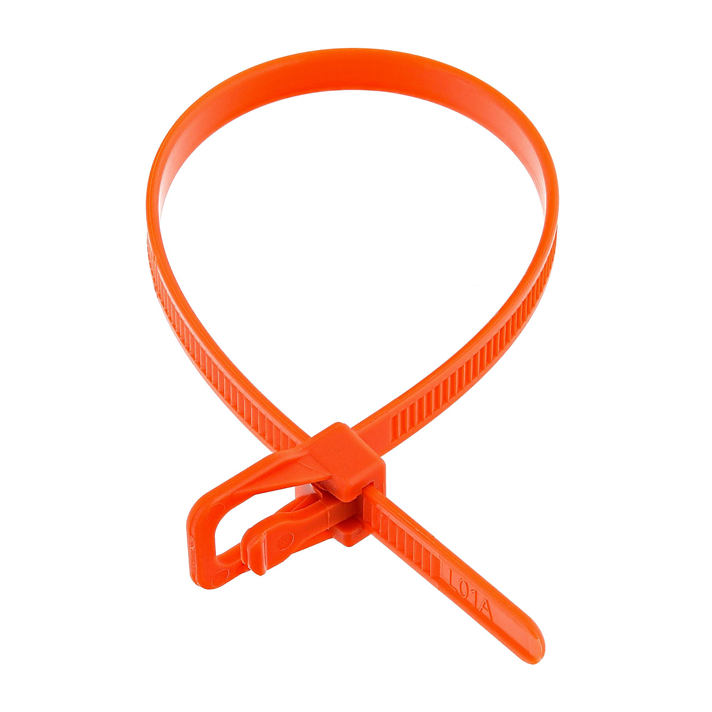 Reusable Releasable Cable Ties 300mm x 4.8mm Orange, Pack of 100
