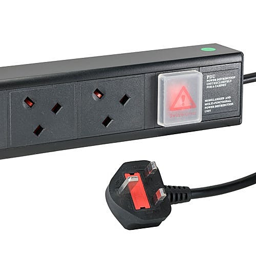 6 Way UK Socket Rack PDU, Horizontal 1U, UK Plug 3m