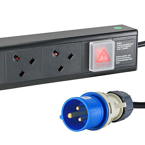 10 Way UK Socket Rack PDU, Vertical, 16A Commando Plug 3m