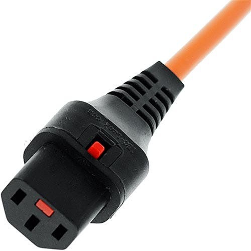 0.5m Locking C14 to C13 Power Lead 10A, IEC Lock, Orange