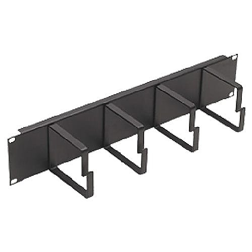 2U Cable Management Panel 4 Ring 100mm Black