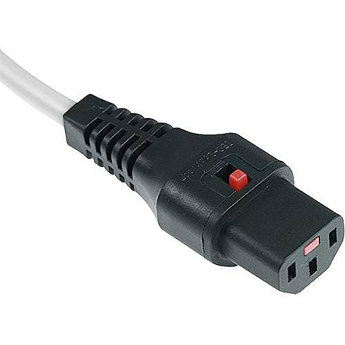 0.5m Locking C14 to C13 Power Lead 10A, IEC Lock, White