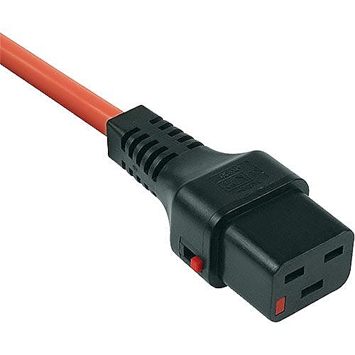 1m Locking C20 to C19 Power Lead 16A, IEC Lock, Orange