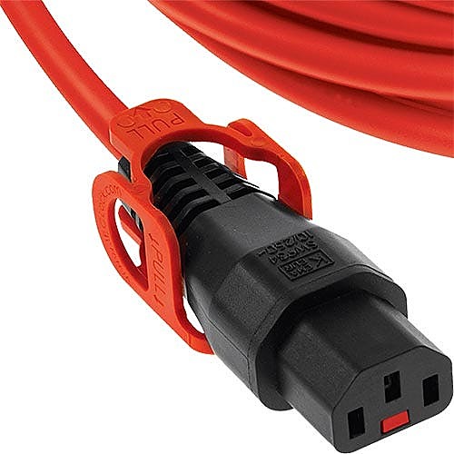 0.5m Locking C14 to C13 Power Lead 10A, IEC Lock+, Orange