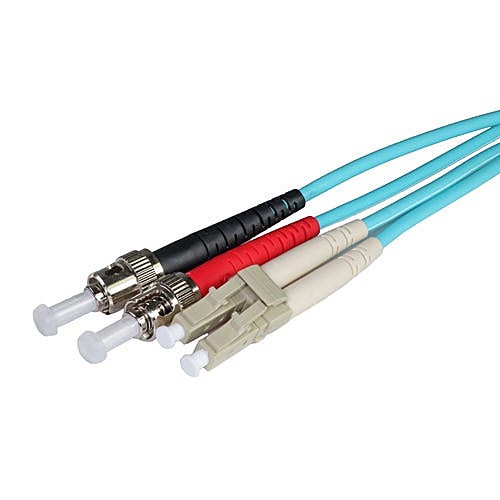 1m OM3 LC to ST Fibre Optic Cable Multimode 50/125 Aqua