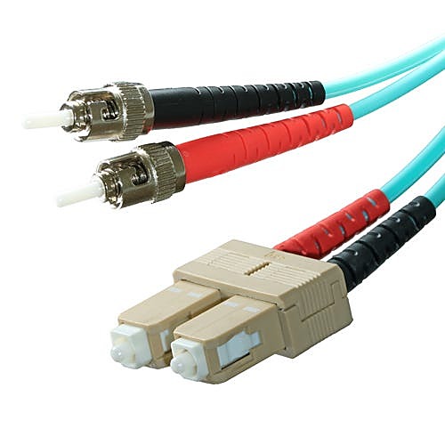1m OM3 ST to SC Fibre Optic Cable Multimode 50/125 Aqua