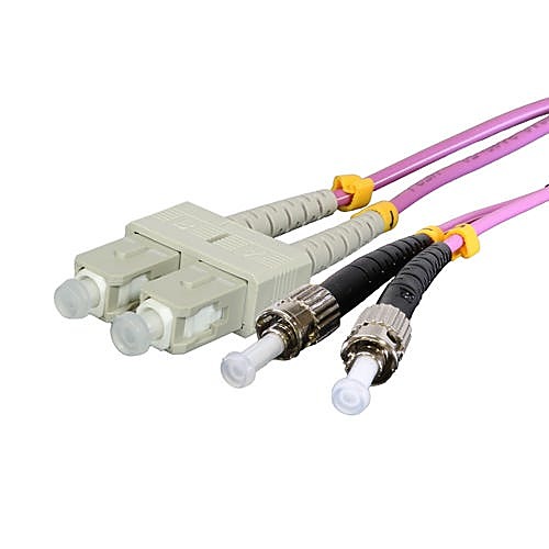 1m OM4 ST to SC Fibre Optic Cable Multimode 50/125 Erika Violet