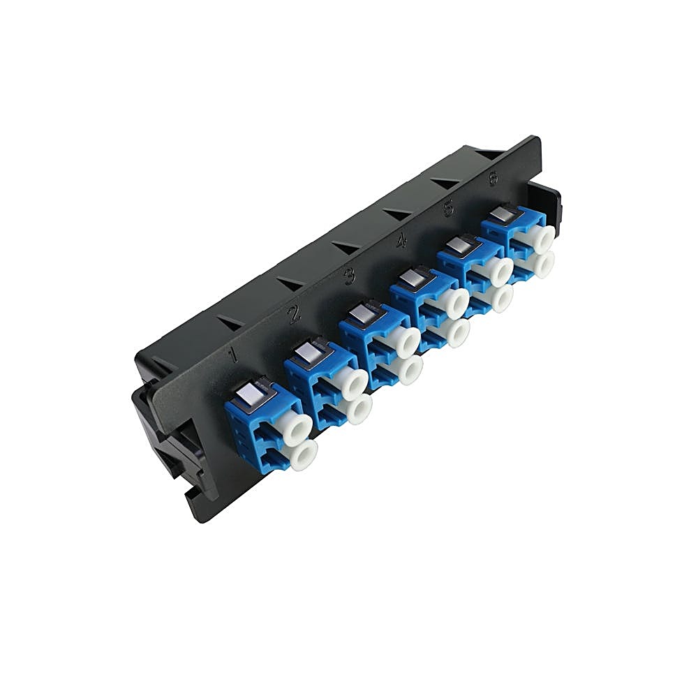 6 Port LC Duplex Fibre Adapter Plate, 12 Fibres, OS2