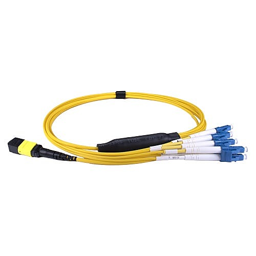 3m OS2 MPO to 4x LC Duplex Breakout Cable QSFP Yellow