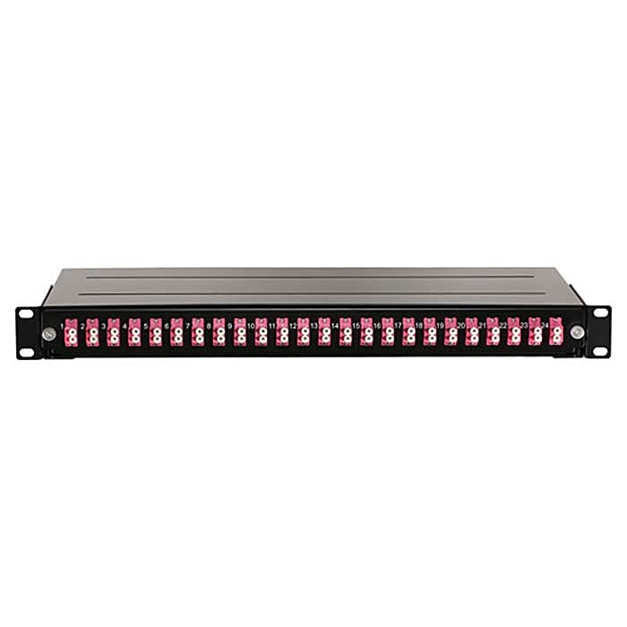48 Fibre LC Duplex Patch Panel 1U, Loaded, OM4 Violet