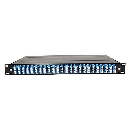 96 Fibre LC Duplex Patch Panel 1U, Loaded, OS2 Blue