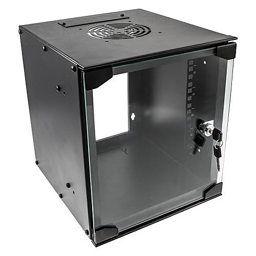 9U 10 Inch Wall Mount Data Cabinet, Flat Pack, Black