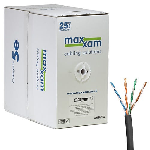 305m CAT5e Network Cable Black U/UTP LSZH Solid 24AWG Dca