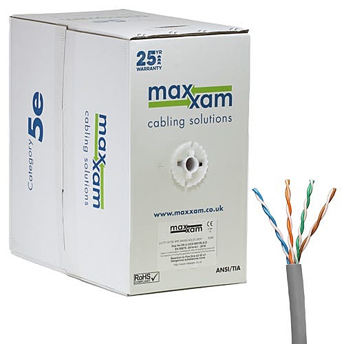 305m CAT5e Network Cable Grey U/UTP PVC Solid 24AWG Eca