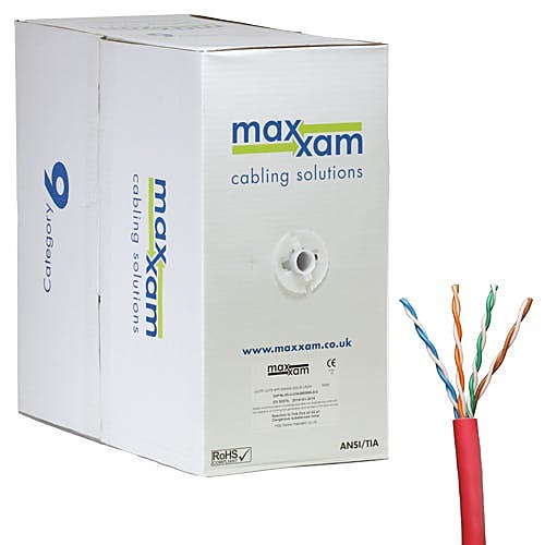 305m CAT6 Network Cable Red U/UTP LSZH Solid 24AWG Dca